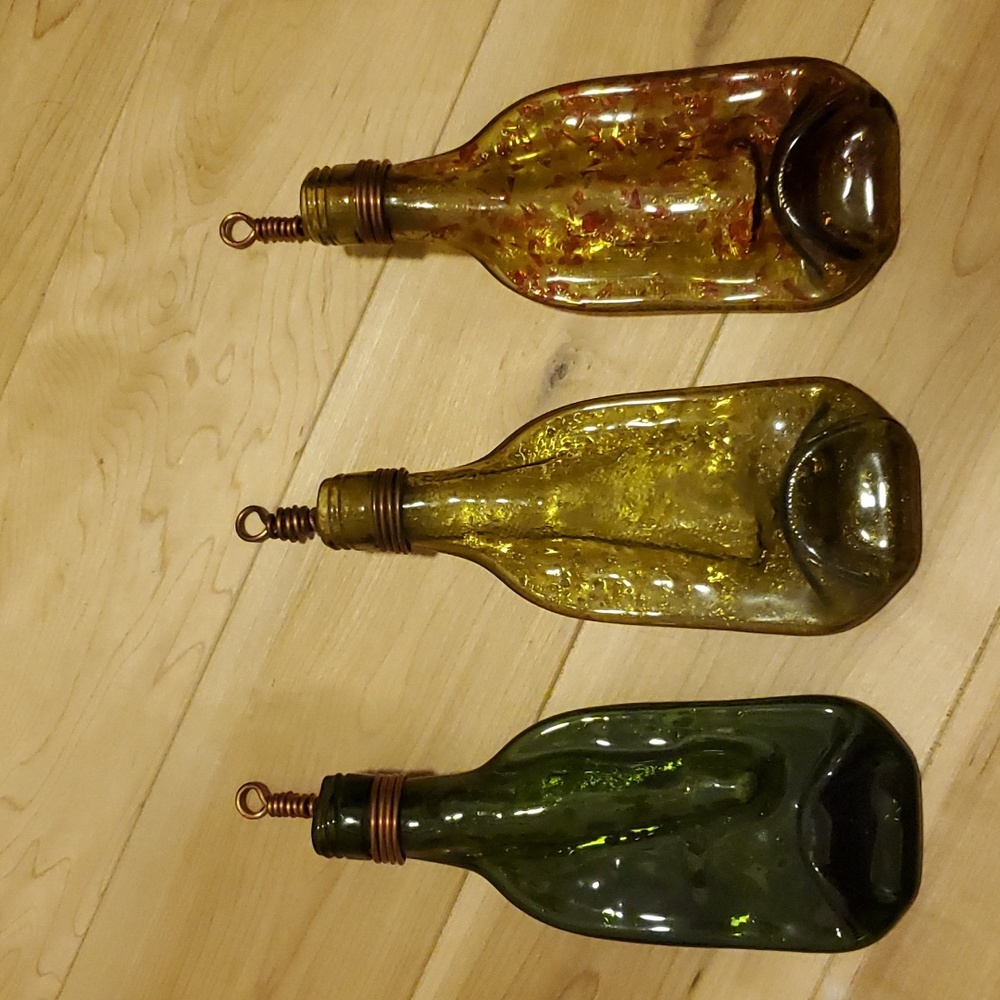 Small glass bottle wall bud vases (set of 3)